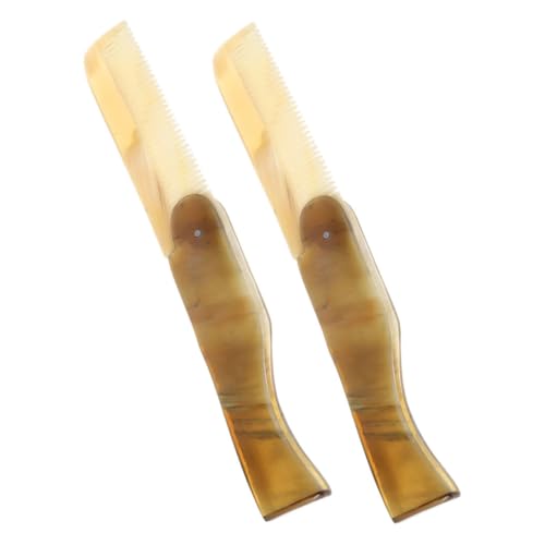 FIXOSHEE 2 Stück Faltbarer Hornkamm Ergonomisch Kompakt Statikresistent Multifunktional Reisehaarkamm Stilvoll für Damen und Herren zur Haarkur und Kopfhautmassage von FIXOSHEE