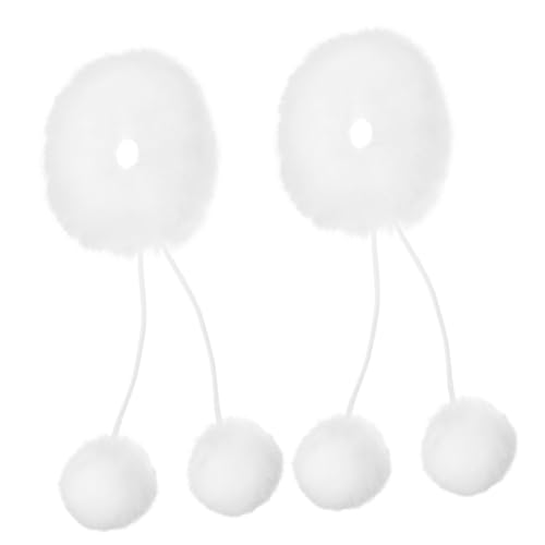 FIXOSHEE 2 Stück Fluffige Haargummis Weiß Elastische Plüsch Haarschlingen für Buns und Zöpfe Weiche Pompon Haargummis mit Sicherem Vielseitige Haarbänder für Damen und Mädchen von FIXOSHEE