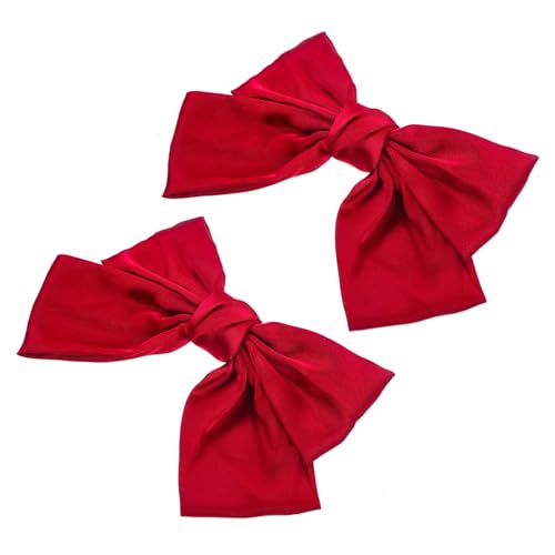 FIXOSHEE 2 Stück Große Rote Haarschleifen Haarklammer für Damen und Mädchen Modische Schleifen Haarspange Leicht und Bequem für Party Hochzeit und Festliche Anlässe von FIXOSHEE