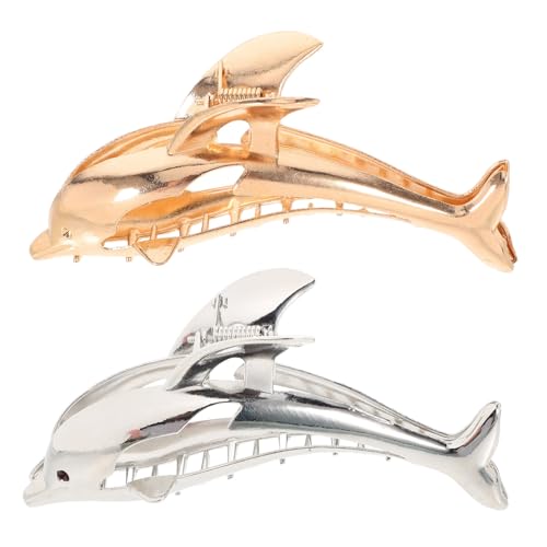 FIXOSHEE 2 Stück Haarklammern für Damen Große Delfin haarspangen aus Zinklegierung Rutschfeste Styling clips für Dickes Feines und Langes Haar Eleganter Haarschmuck für Alltag und von FIXOSHEE