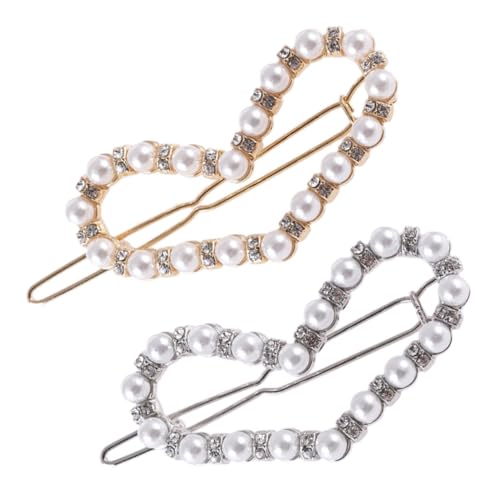 FIXOSHEE 2 Stück Hohl Herzförmige Perlen Haarspangen Elegante Haarklammern Damen Rutschfeste Haarschmuck für Hochsteckfrisuren Party Hochzeit und Alltag von FIXOSHEE