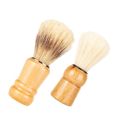 FIXOSHEE 2 Stück Holzgriff Rasierpinsel Herren Bartpflege Shaving Brush für Reichhaltigen Schaum und Gründliche Rasur Langlebig Leicht für Zuhause Reise Salon und Bartstyling von FIXOSHEE