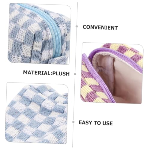 FIXOSHEE 2 Stück Kulturtasche Damen Kariert Wollstoff Kosmetiktasche Großem Stauraum Weich Robust Vielseitig für Reise und Alltag Teen Makeup Bag Zippered Pouches Makeup Storage von FIXOSHEE