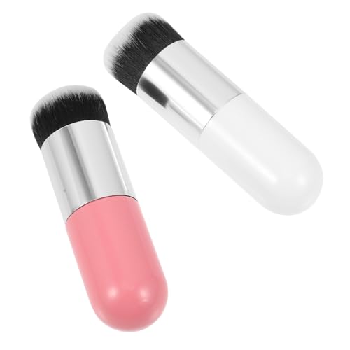 FIXOSHEE 2 Stück Makeup Pinsel Foundation und Puder Pinsel mit Flauschigen Synthetikhaaren Weich und Vielseitig für Flüssige Grundierung Creme Puder für Damen und Mädchen von FIXOSHEE