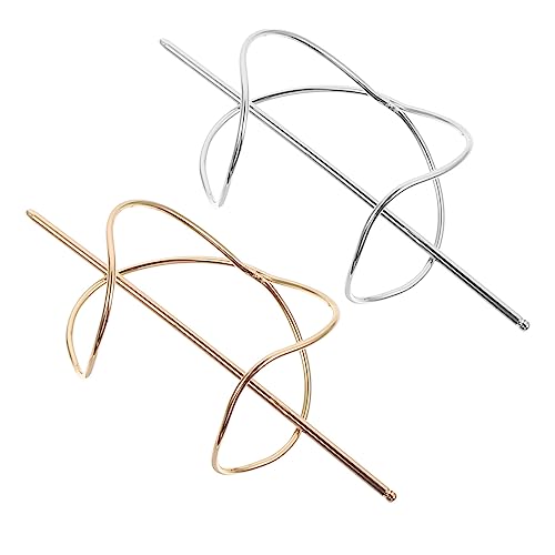 FIXOSHEE 2 Stück Metallic Hair Bun Holder Clips Vintage Haarnadeln für Damen Unregelmäßige Gebogene Metallspangen in Gold und Silber Rutschfester Haarschmuck für Dutt und Zöpfe Stilvolles von FIXOSHEE