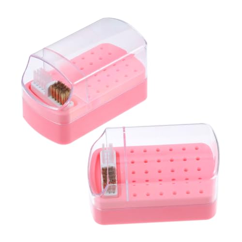 FIXOSHEE 2 Stück Nagelbohrer Aufbewahrungsbox mit Reinigungsfunktion Nagelbohrer Organizer Kompakt Tragbar Maniküre Bohrkopf Halter für Profi Salon und DIY Nagelkunst von FIXOSHEE