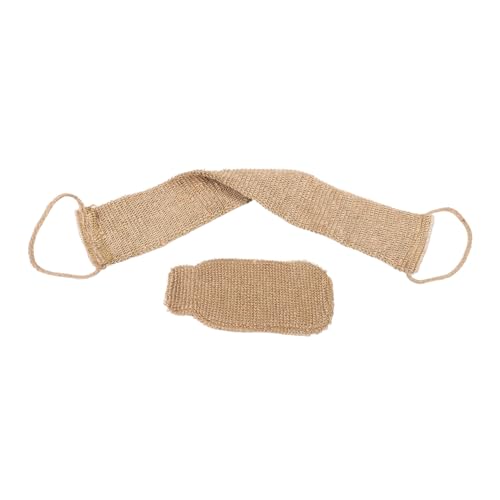 FIXOSHEE 2 Stück Natürliche Sisal Badehandschuhe und Langer Peeling Rückenschrubber Set Sanfte Effektive Hautreinigung Ergonomisch für Männer und Frauen für Dusche Spa und Gym Körperpflege von FIXOSHEE