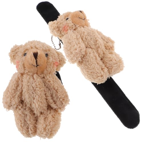 FIXOSHEE 2 Stück Niedliche Kleine Bär Plüsch Slap armbänder Partygeschenk Cartoon Tier Armband für Mädchen Jungen Geburtstag Halloween Dschungel Themenfest von FIXOSHEE