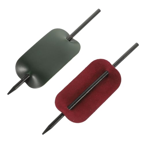 FIXOSHEE 2 Stück PU Leder Haarspangen Damen Haar mit Stab Weiche Formbeständige Haarklammern für Elegante Hochsteckfrisuren Vielseitiges Stylingzubehör in Grün und Weinrot von FIXOSHEE