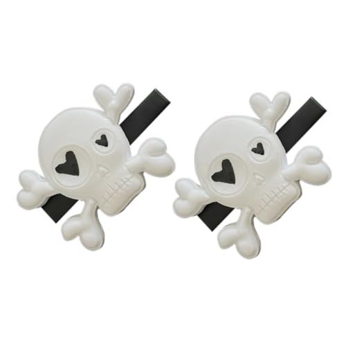 FIXOSHEE 2 Stück Punk Style Schädel Haarklammern Weiß Skelett Haarspangen Halloween Haarclip Zubehör für Damen und Kostüm Accessoire von FIXOSHEE