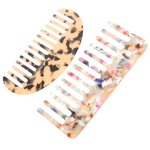 FIXOSHEE 2 Stück Teiliges Breitzinkiger Entwirrungskamm aus Acetat Glatte Oberfläche für Dünnes Dickes Lockiges und Glattes Haar Tragbarer Haarkamm für Damen und Herren Praktisches von FIXOSHEE