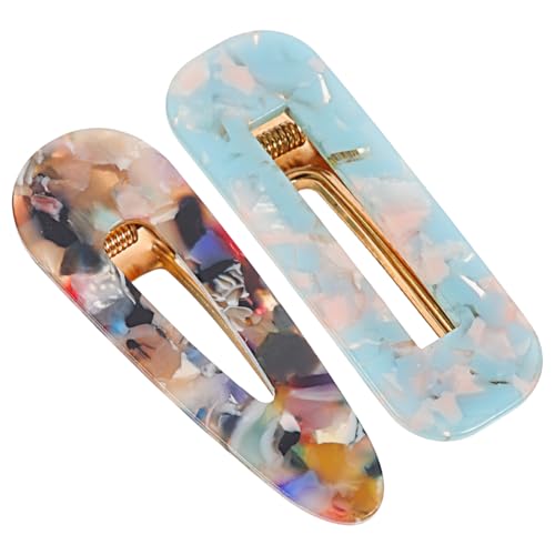 FIXOSHEE 2 Stück Teiliges Bunte Acryl Haarspangen für Mädchen und Frauen Vielseitige Glatte Haarklammern für Dickes und Dünnes Haar Modische Haarschmuck Accessoires für Alltag und von FIXOSHEE