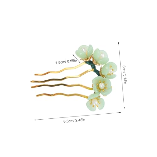FIXOSHEE 2 Stück Teiliges Chinesisches Haarschmuck Retro Haarnadeln aus Jade mit Blumenmotiv Glatte Kanten Langlebige Haarstäbe für Dutt und Han Stil Frisuren Geeignet für Frauen Mädchen von FIXOSHEE