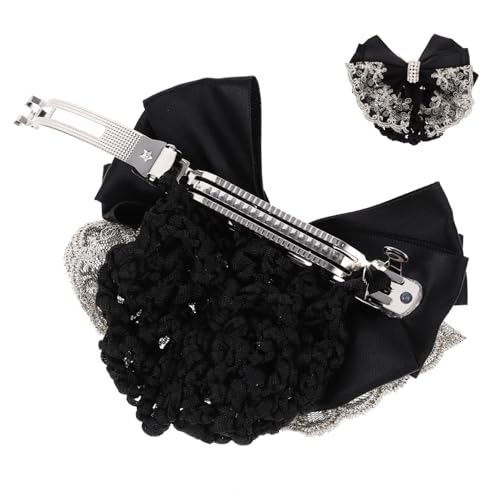 FIXOSHEE 2 Stück Teiliges Haarnetz für Dutt Damen Eleganter Schwarzer Netz Haarclip mit Spitzenrand Leichter und Stabiler Haarschmuck für Beruf und Alltag Schnell Anzubringende von FIXOSHEE