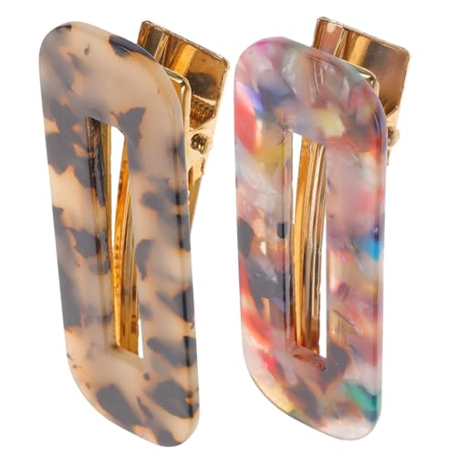 FIXOSHEE 2 Stück Teiliges Haarspangen Mädchen und Frauen Bunte Acryl haarklammern in Leoparden Farbdesign Einfache Stabile Haaraccessoires für Dickes Dünnes Lockiges oder Glattes Haar von FIXOSHEE