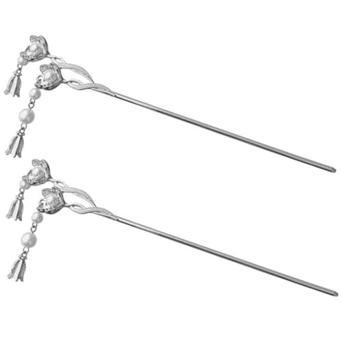 FIXOSHEE 2 Stück Teiliges Haarstäbchen mit Perlenblume Chinesischer Stil Haargabel aus Hochwertiger Legierung Leicht und Stabil für Damen Haarknoten und Stilvolle Frisuren von FIXOSHEE