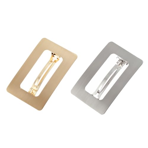 FIXOSHEE 2 Stück Teiliges Metall Haarspangen Damen Dekorative Große Rechteckige Drahtgebürstete Metall haarklammern in Gold und Silber Elegante Haarnadeln für Haartypen Geschenkidee von FIXOSHEE
