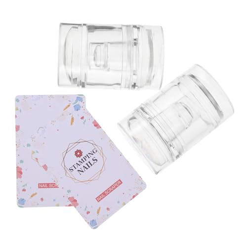 FIXOSHEE 2 Stück Teiliges Nail Art Stamper aus Transparentem Flexiblem Silikon mit Integriertem Stempel und Transferstahlplatte Präzises French Tip Maniküre Tool für DIY Nageldesign für von FIXOSHEE