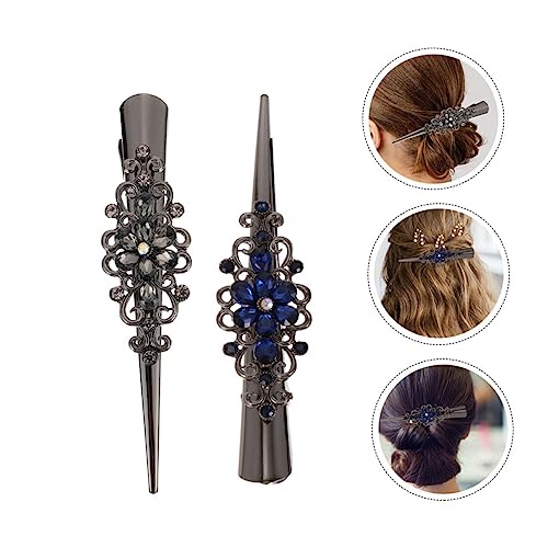 FIXOSHEE 2 Stück Teiliges Retro Haarklammern Große Metall Entenschnabel Clips mit Kristallverzierung Modischer Haarschmuck für Damen und Mädchen Sicherer Halt für Verschiedene Frisuren für von FIXOSHEE