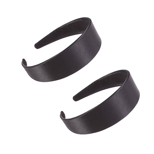 FIXOSHEE 2 Stück Teiliges Schwarzes Satin Haarband mit Breiter Kante Eleganter Haarreifen Damen Modisches Stirnband für Party Geburtstag Weihnachten Vielseitiges Haarschmuck Accessoire von FIXOSHEE