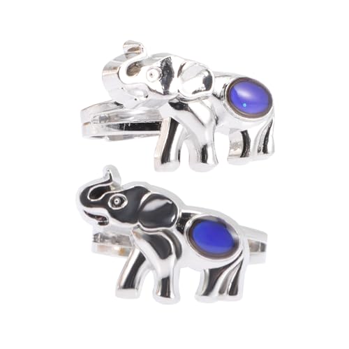 FIXOSHEE 2stücke Stimmungsringe Mit Elefanten-design Thermochromer Fingerring Aus Zinklegierung Farbwechsel-ringe Für Partys Und Alltagsdekoration von FIXOSHEE