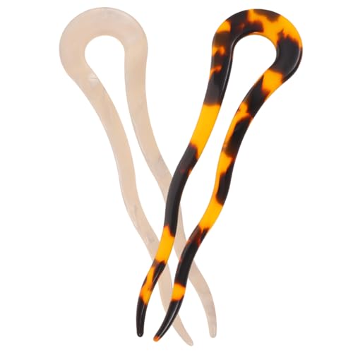 FIXOSHEE 2 Stück U förmige Haarnadeln French Pin Haargabeln für Dickes Haar Damen Haarschmuck in Tiefes Schildpatt und Cremeweiß Elegante Styling accessoires für Alltag und Fest von FIXOSHEE