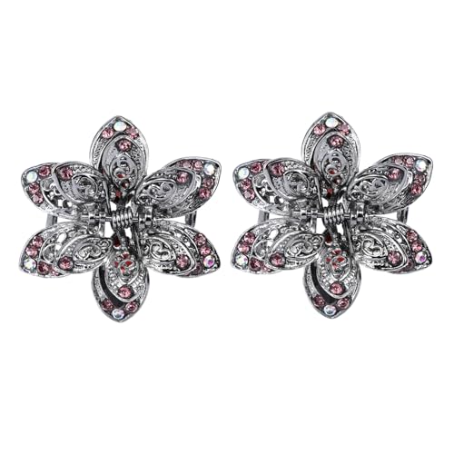 FIXOSHEE 2 Stück Vintage Haarklammern Metall Haarkrallen mit Kristallbesatz Damen Haarspangen mit Rutschfestem Griff Stilvoller Haarschmuck für Frauen und Mädchen Alltag und Geschenk von FIXOSHEE