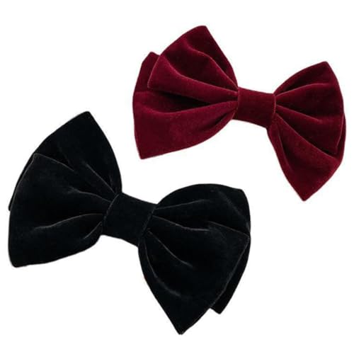 FIXOSHEE 2 Stück Vintage Haarklammern mit Samt schleife Federleichte Frühlingsclips für Damen und Mädchen Rutschfeste Haarspangen für Dünnes Haar Modische Haarschmuck accessoires für von FIXOSHEE