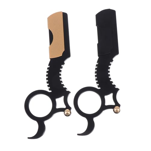 FIXOSHEE 2 Stück Vintage Rasiermesser Manuelle Bartschneider aus Edelstahl Langlebig Sicher für Herren Bartpflege Friseursalon und Reisen Geeignet Komfortabel Einfach zu Bedienen von FIXOSHEE