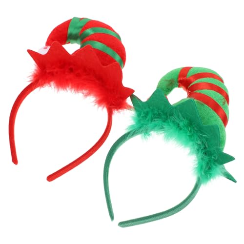 FIXOSHEE 2 Stück Weihnachtliches Stirnbänder Elfenglocken Design Kreativer Haarschmuck für Xmas Partys Langlebig und Formstabil Festliche Kopfbedeckung für Damen von FIXOSHEE