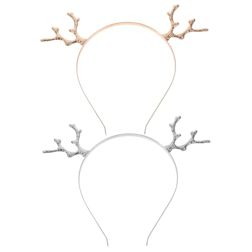 FIXOSHEE 2 Teiliges Weihnachts Haarreif mit Metallgeweih Niedlicher Haarreif für Frauen und Komfortabel und Langlebig für Party Halloween Cosplay und Festliche Anlässe von FIXOSHEE