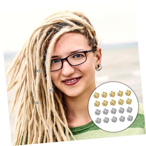 FIXOSHEE 20 Stück Teiliges Chic Dreadlocks Perlen mit Großem Stilvolle Haarmanschetten für Flechten und DIY Haarstyling Goldene Silberne Haarschmuck ringe für Frauen und Mädchen Vielseitig von FIXOSHEE