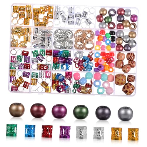 FIXOSHEE 278 Teiliges Dreadlock Zubehör mit Haarschmuck für Braids und Zöpfe Flexible Spiralclips Haarperlen und Ringe Vielseitig für Dreadlocks Zöpfe Pferdeschwanz für Festivals von FIXOSHEE
