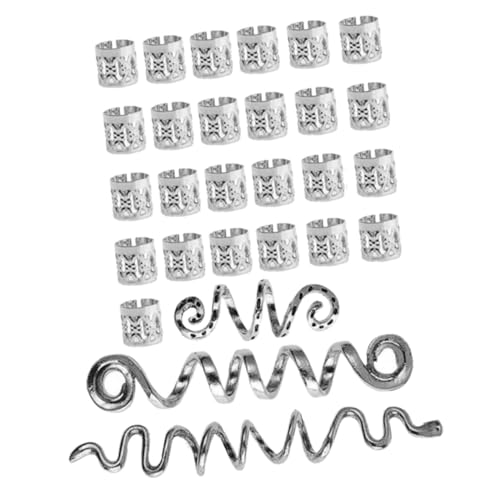 FIXOSHEE 28 Stück Teiliges Haarschmuck Metallringen für Zöpfe und Dreadlocks Glatte Oberfläche Einfach Anzubringen Modische Haarcuffs und Haarring accessoires für Damen und Herren von FIXOSHEE