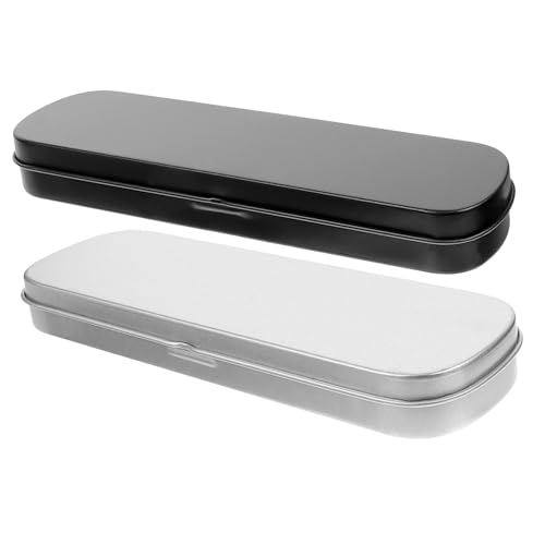 FIXOSHEE 2stücke Stiftbox Aus Metall Anti-Kratzer Aufbewahrungsbox Für Schreibwaren Schule Büro Und Zuhause Schwarz Silber von FIXOSHEE