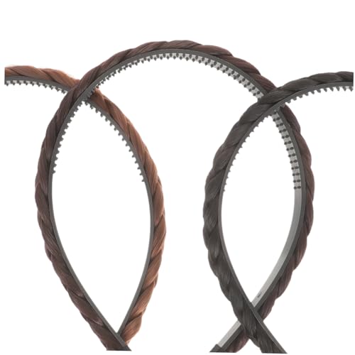 FIXOSHEE 3 Stück Geflochtenes Haarband mit Synthetischem Haar Elastisch Leicht Damen Mädchen Stirnband in Schwarz Hellbraun Dunkelbraun Haarschmuck Modisch Komfortabel von FIXOSHEE