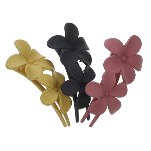 FIXOSHEE 3 Stück Große Blumen haarspangen Damen Rutschfeste Haarklammern für Langes Haar Eleganter Griff Schonend Haarstyling Zubehör Schwarz Rosa Gelb von FIXOSHEE