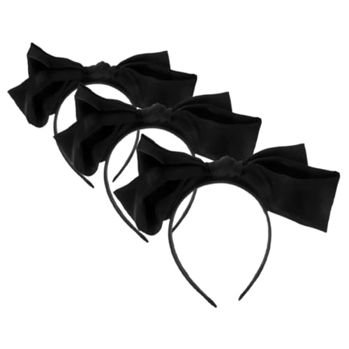 FIXOSHEE 3 Stück Schwarzes Schleifen Haarband Damen Haarschmuck mit Großem Knoten Eleganter Stirnband Style Vielseitiges Accessoire für Alltag Party und Festliche Anlässe von FIXOSHEE