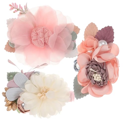 FIXOSHEE 3 Stück Teiliges Blumen Haarklammern für Mädchen Zarte Haarklammern für Kleinkinder Haarschmuck Accessoires mit Perlen Geeignet für Geburtstage Partys und Festliche Anlässe von FIXOSHEE