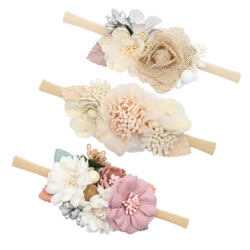 FIXOSHEE 3 Stück Teiliges Haarband mit Bunten Blumen Elastisches Handgefertigtes Stirnband für Mädchen Weiche Haarschmuck accessoires für Junge Mädchen und Kleinkinder Modisch und Bequem von FIXOSHEE