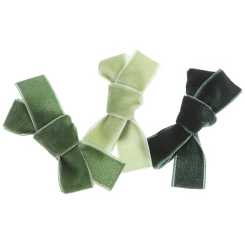 FIXOSHEE 3 Stück Teiliges Haarschleifen Mädchen Farbverlaufendes Samt design Sichere Haarspangen mit Fester Befestigung Haarschmuck accessoire für Alltag Fest und Kostüm Grüne von FIXOSHEE