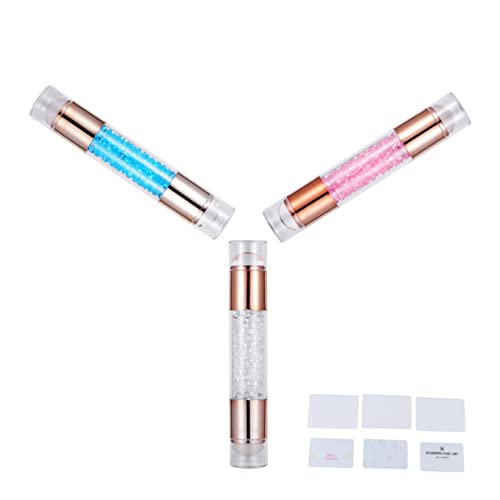 FIXOSHEE 3 Stück Teiliges Manicure Nail Stamper mit Doppelseitigem Acryl Stempel Nageldesign Werkzeug in Weiß und Blau für Individuelle Nail Art Gestaltung von FIXOSHEE