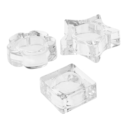 FIXOSHEE 3 Stück Teiliges Nail Art Pot mit Stern Blumen und Eiswürfel Design Multifunktionale Glas Nail Soaking Bowls für Pinselreinigung Farb Mischpalette und Gel Polish Anwendung für von FIXOSHEE