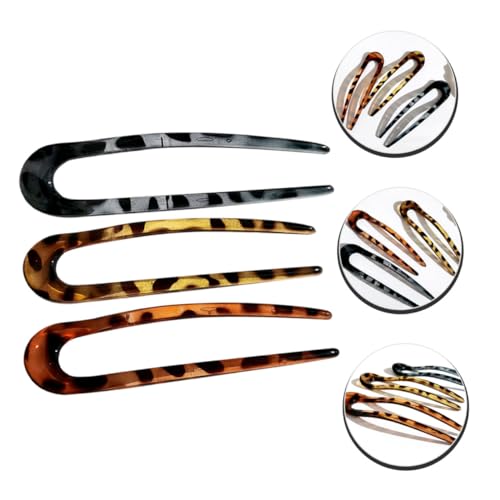 FIXOSHEE 3 Stück Teiliges U förmiges Haarnadel Frauen Rutschfeste Haarstäbe aus Acetat mit Leopardenmuster Geeignet für Haarknoten French Twist und Klassische Duttfrisuren von FIXOSHEE
