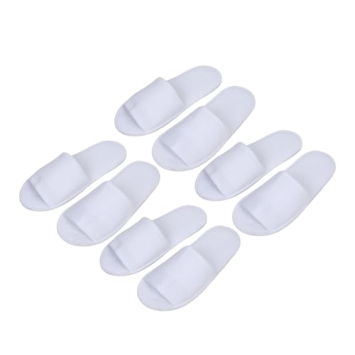 FIXOSHEE 4 Paare Einweg Herren Slipper mit Offenem Zeh Faltbare Reise Hausschuhe Leicht und Atmungsaktiv Weiße Gästehausschuhe für Hotel Spa Zuhause Rutschfest und Komfortabel von FIXOSHEE