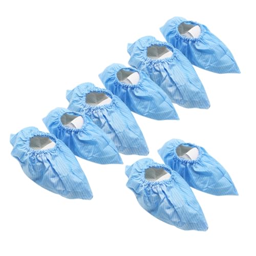 FIXOSHEE 4 Paare Wiederverwendbare Antistatische Schuhüberzüge aus Polyester rutschfest Waschbar Staubdicht für Haushalt Labor und Beauty Salon Blaue Fußschoner von FIXOSHEE