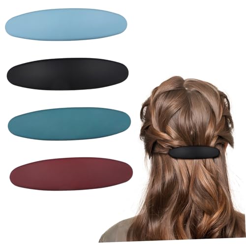 FIXOSHEE 4 Stück Französische Haarklammern für Frauen Rutschfeste Ovale Haarspangen mit Starkem Federmechanismus Ergonomisch Geformt Flach für Dünnes und Dickes Haar Modische von FIXOSHEE