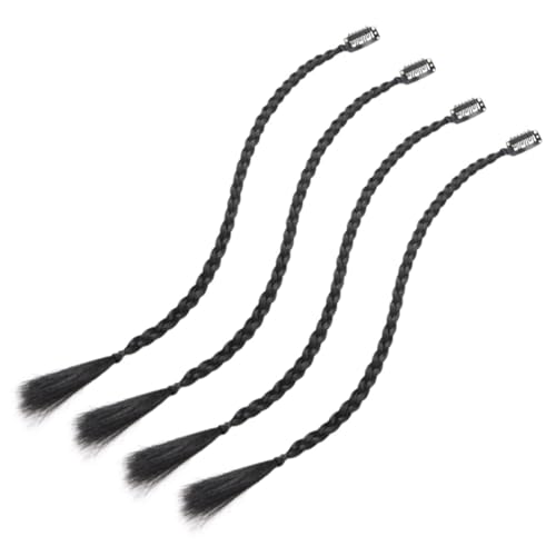 FIXOSHEE 4 Stück Geflochtener Haarteil Teiliges Synthetische Lange Pferdeschwanz Extensions Clip in Frisur für Damen Vielseitig Tragbar Natürliches Schwarz von FIXOSHEE