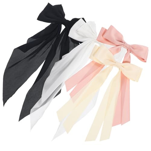 FIXOSHEE 4 Stück Haarschleifen Teilig Satin Haarspangen Groß Leicht Komfortabel für Damen Teen Mädchen Eleganter Haarschmuck mit Sicherem Clip Vielseitig Tragbar Modisch von FIXOSHEE