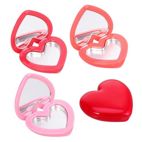 FIXOSHEE 4 Stück Herzförmige Lippenstift Aufbewahrungsbox mit Spiegel Kompakte Kosmetik Aufbewahrungsbox für Lippenstift und Lidschatten Praktische Make Up Organizer Cases in Rot von FIXOSHEE